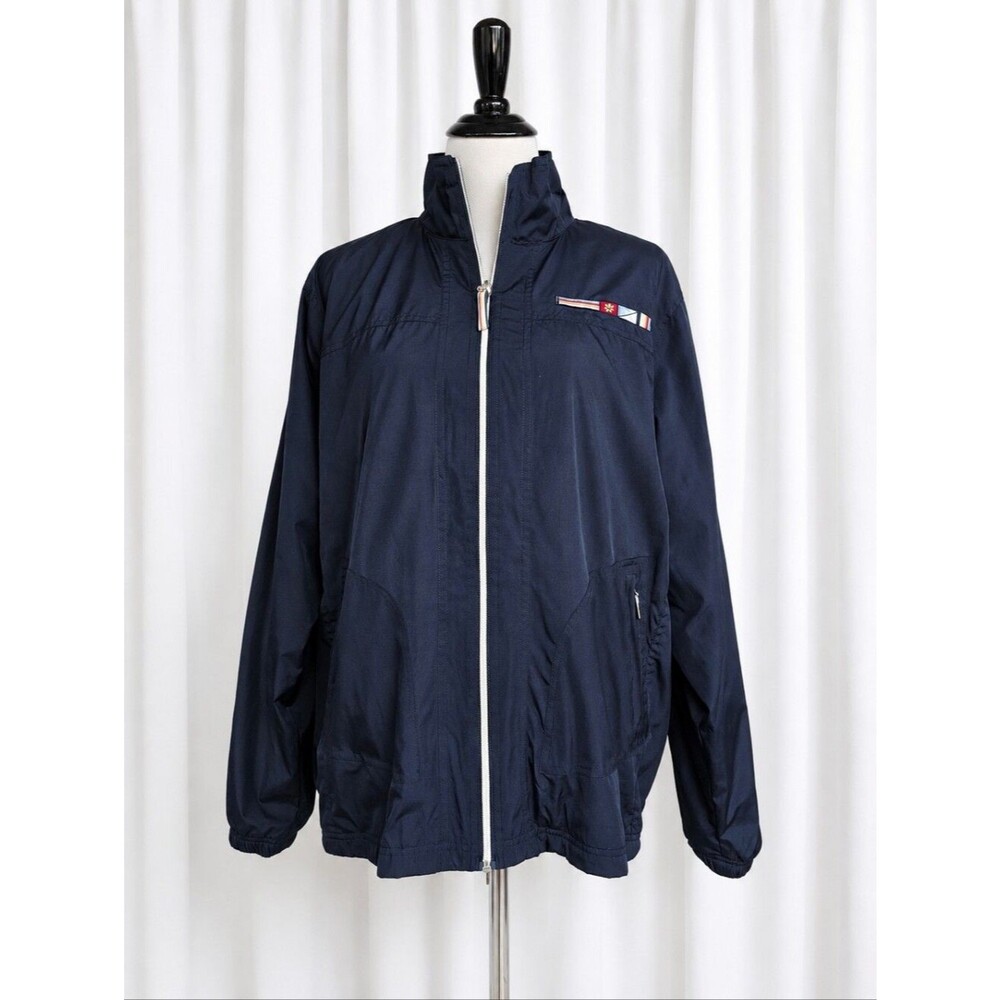 Catalina Vintage Navy Blue Lined Full Zip Coastal Americana Windbreaker Jacket